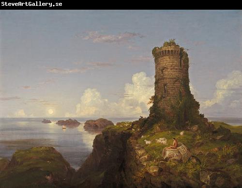 Thomas Cole Romantic Landscape with Ruined Tower